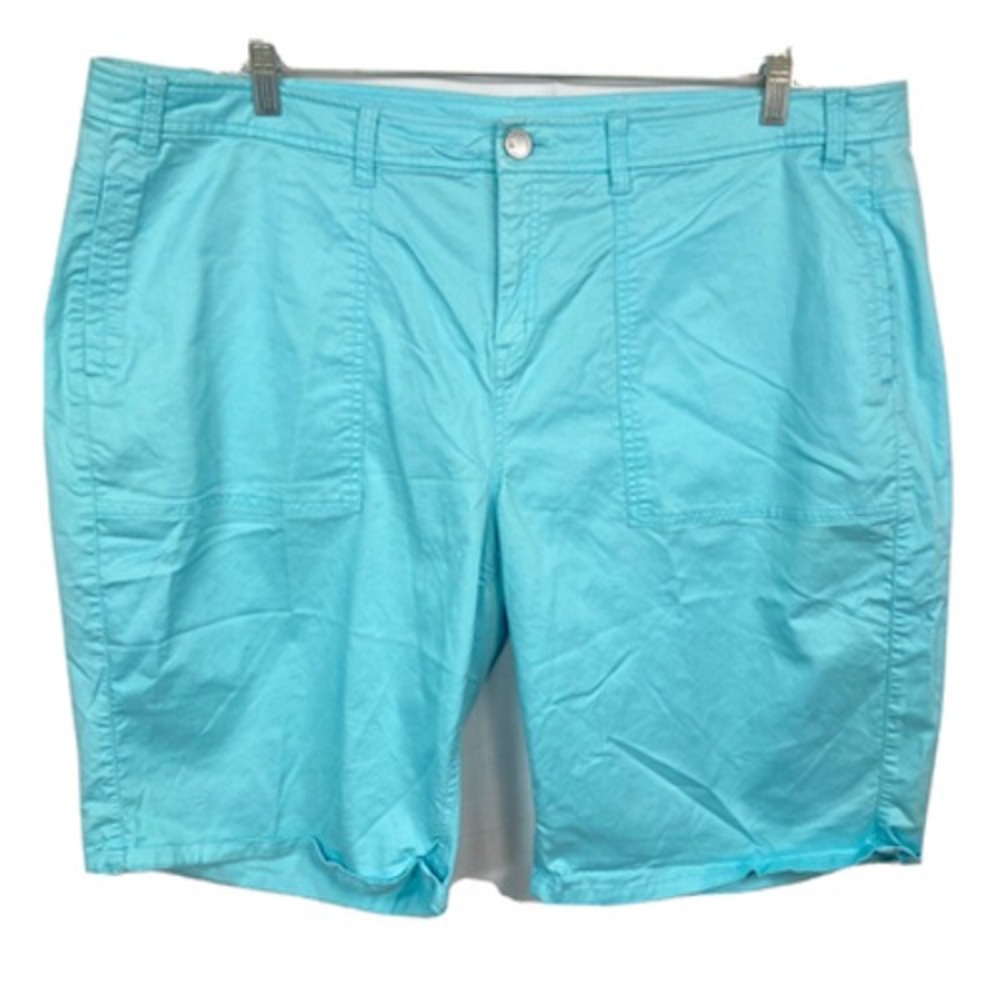 Lane Bryant Shorts Womens Sz 24 Aqua Blue Chino Shorts Cotton‎ Stretch Plus
